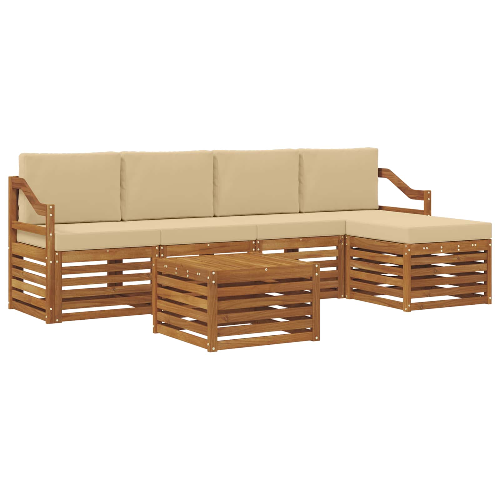 Set di divani da esterno con cuscino 6 pcs Naturale e Beige | homemem39