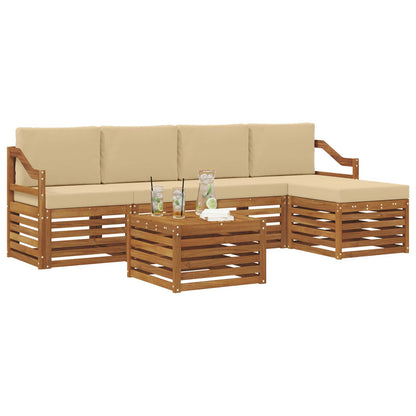 Set di divani da esterno con cuscino 6 pcs Naturale e Beige | homemem39