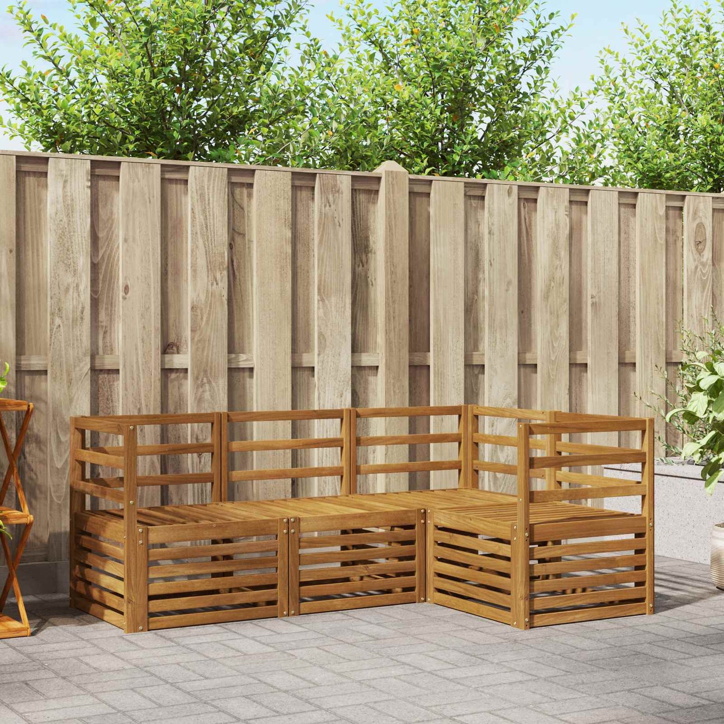 Set divani 4 pcs Naturale Legno di Acacia Massello | homemem39