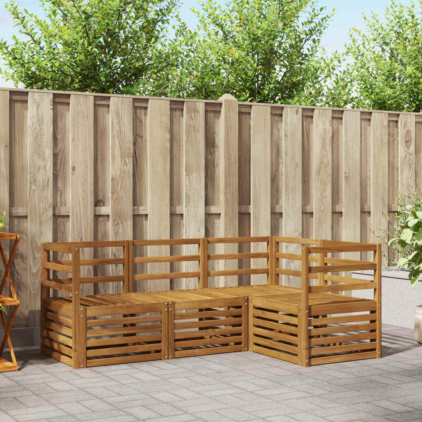 Set divani 4 pcs Naturale Legno di Acacia Massello | homemem39