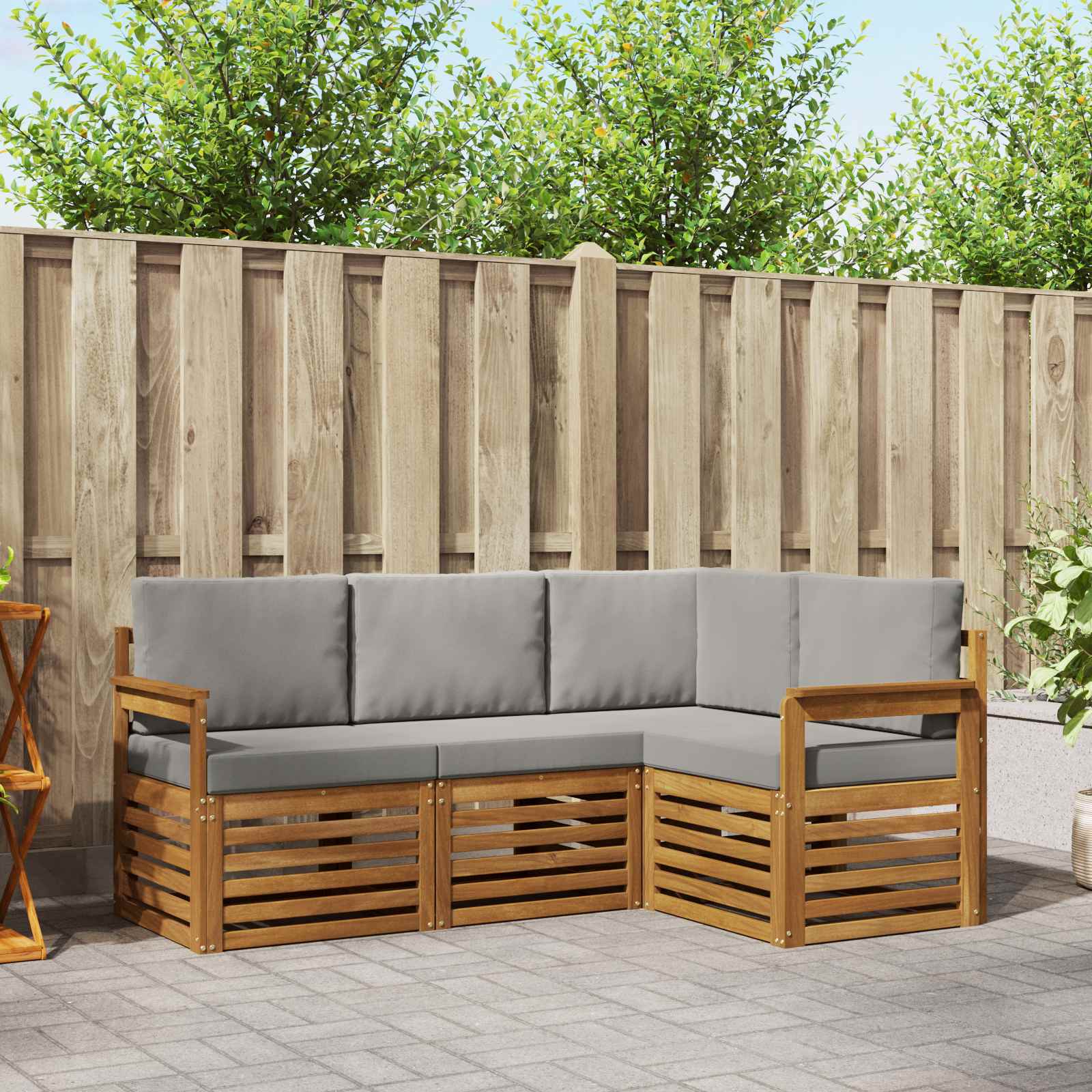 Set divani con cuscino 4 pcs Grigio Naturale e Chiaro | homemem39