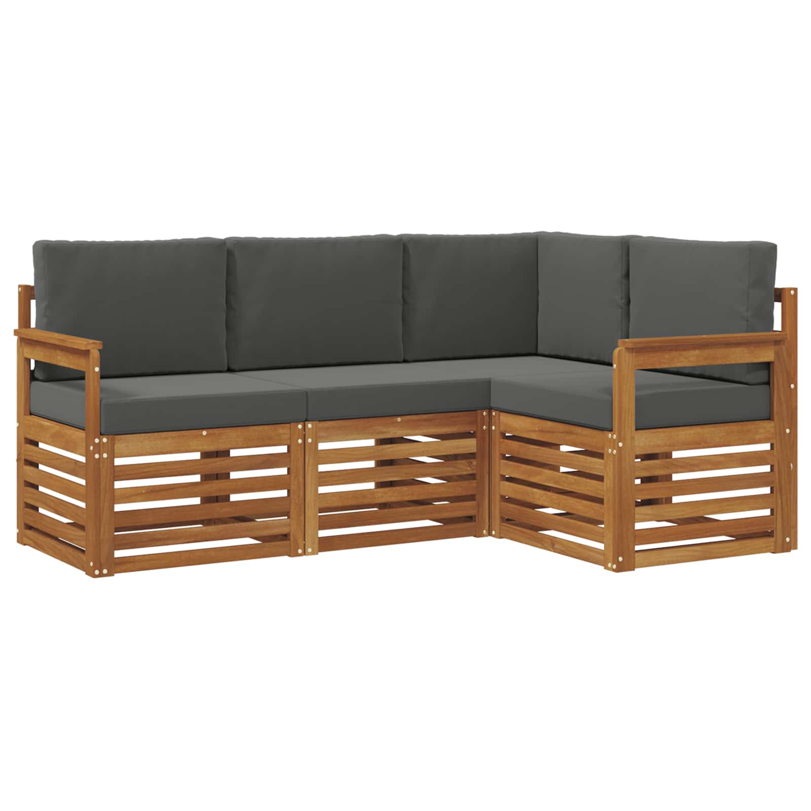 Set divani 4 pcs Naturale e Antracite Legno di Acacia Massello | homemem39