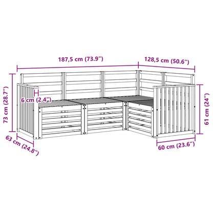 Set divani 4 pcs Naturale Legno di Acacia Massello