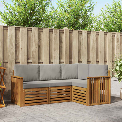 Set divani con cuscino 4 pcs Grigio Naturale e Chiaro