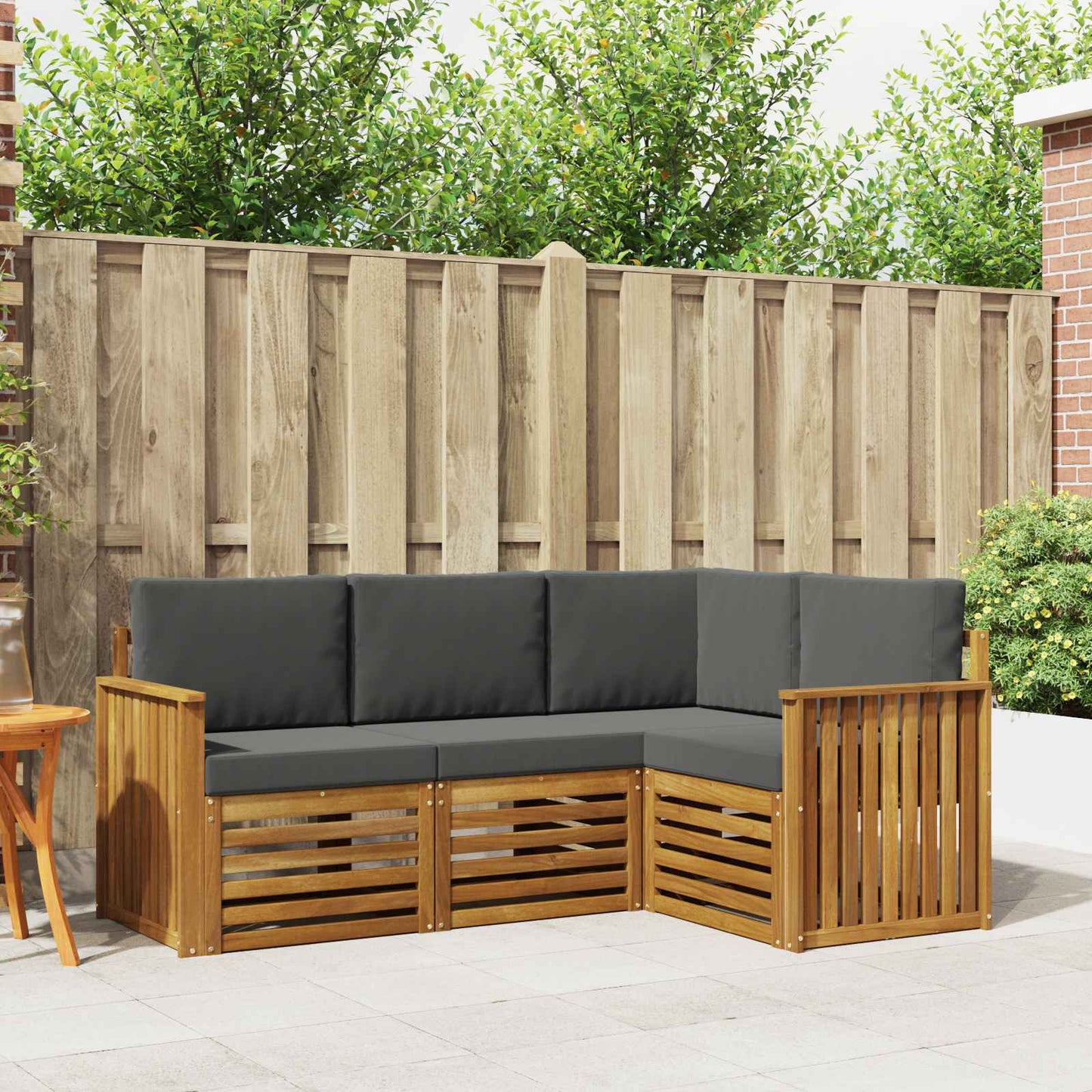 Set divani 4 pcs Naturale e Antracite Legno di Acacia Massello | homemem39