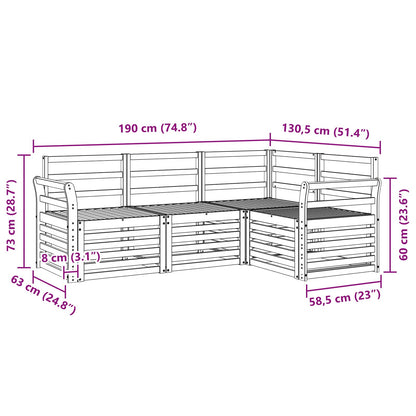 Set divani 4 pcs Naturale Legno di Acacia Massello | homemem39
