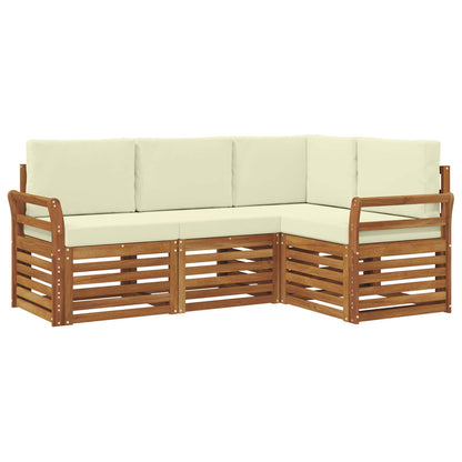 Set divani 4 pcs Naturale e Crema Legno di Acacia Massello | homemem39