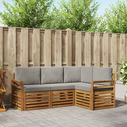 Set divani con cuscino 4 pcs Grigio Naturale e Chiaro