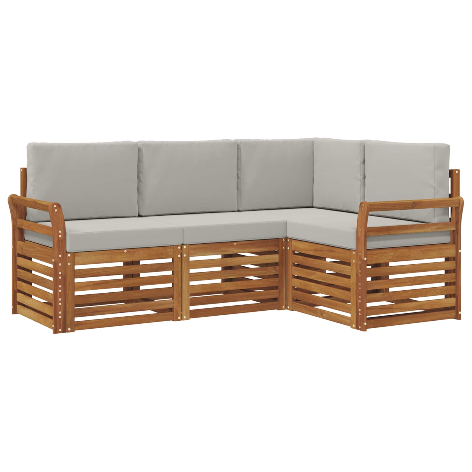 Set divani con cuscino 4 pcs Grigio Naturale e Chiaro | homemem39