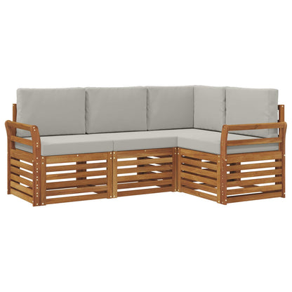 Set divani con cuscino 4 pcs Grigio Naturale e Chiaro | homemem39