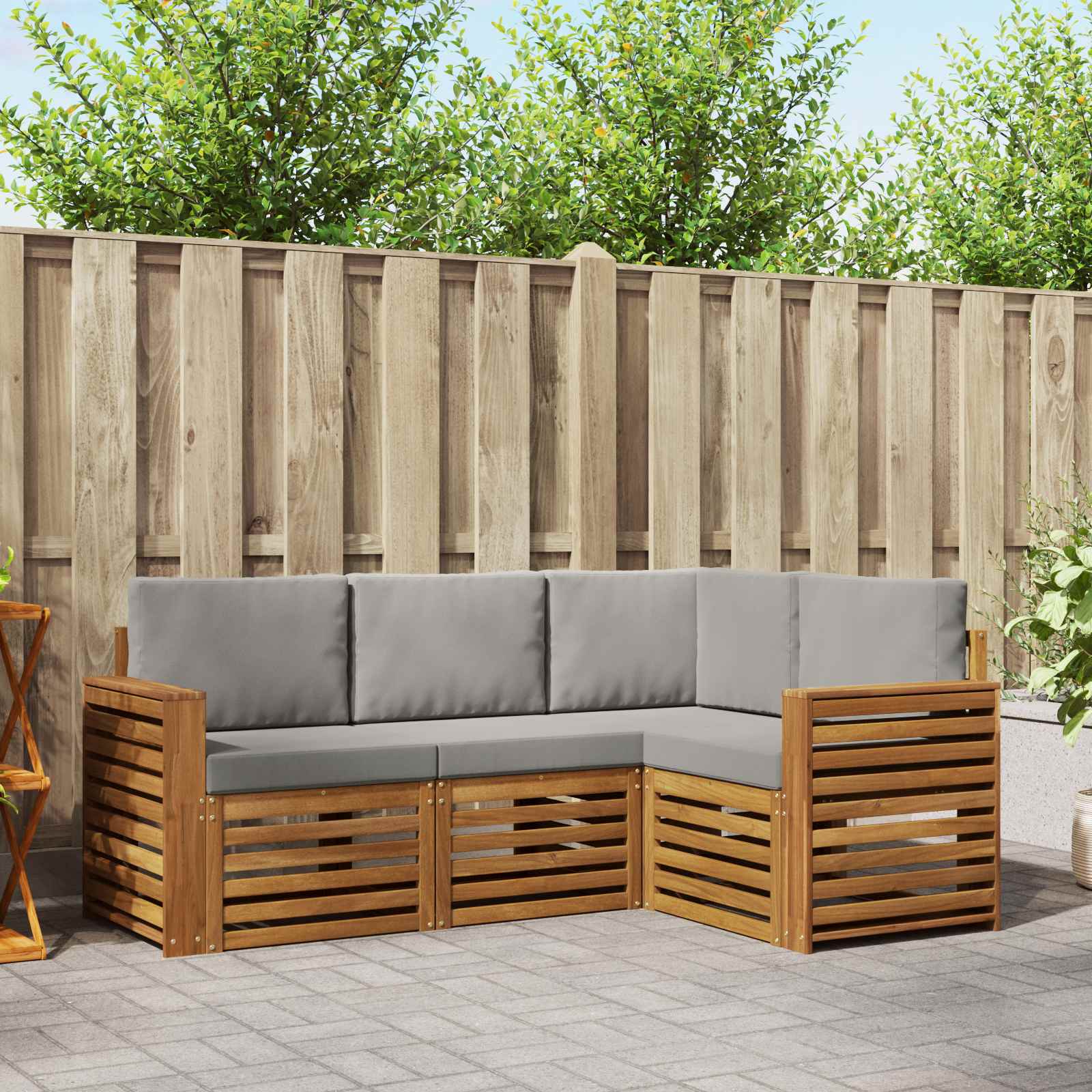 Set divani con cuscino 4 pcs Grigio Naturale e Chiaro | homemem39