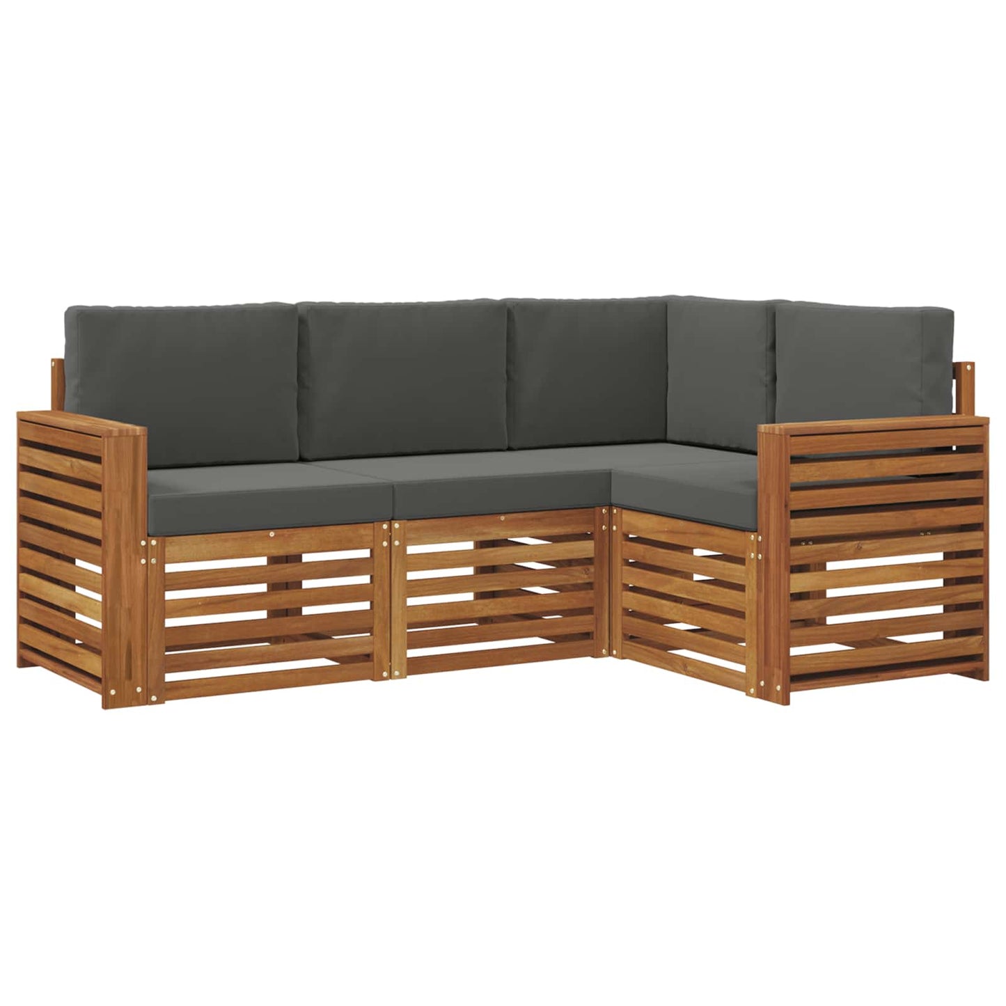 Set divani 4 pcs Naturale e Antracite Legno di Acacia Massello