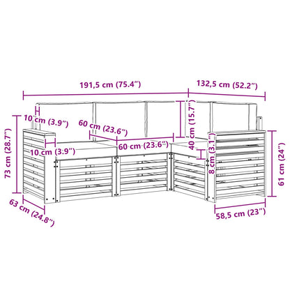 Set divani 4 pcs Naturale e Antracite Legno di Acacia Massello | homemem39