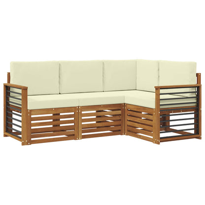 Set divani 4 pcs Naturale e Crema Legno di Acacia Massello | homemem39