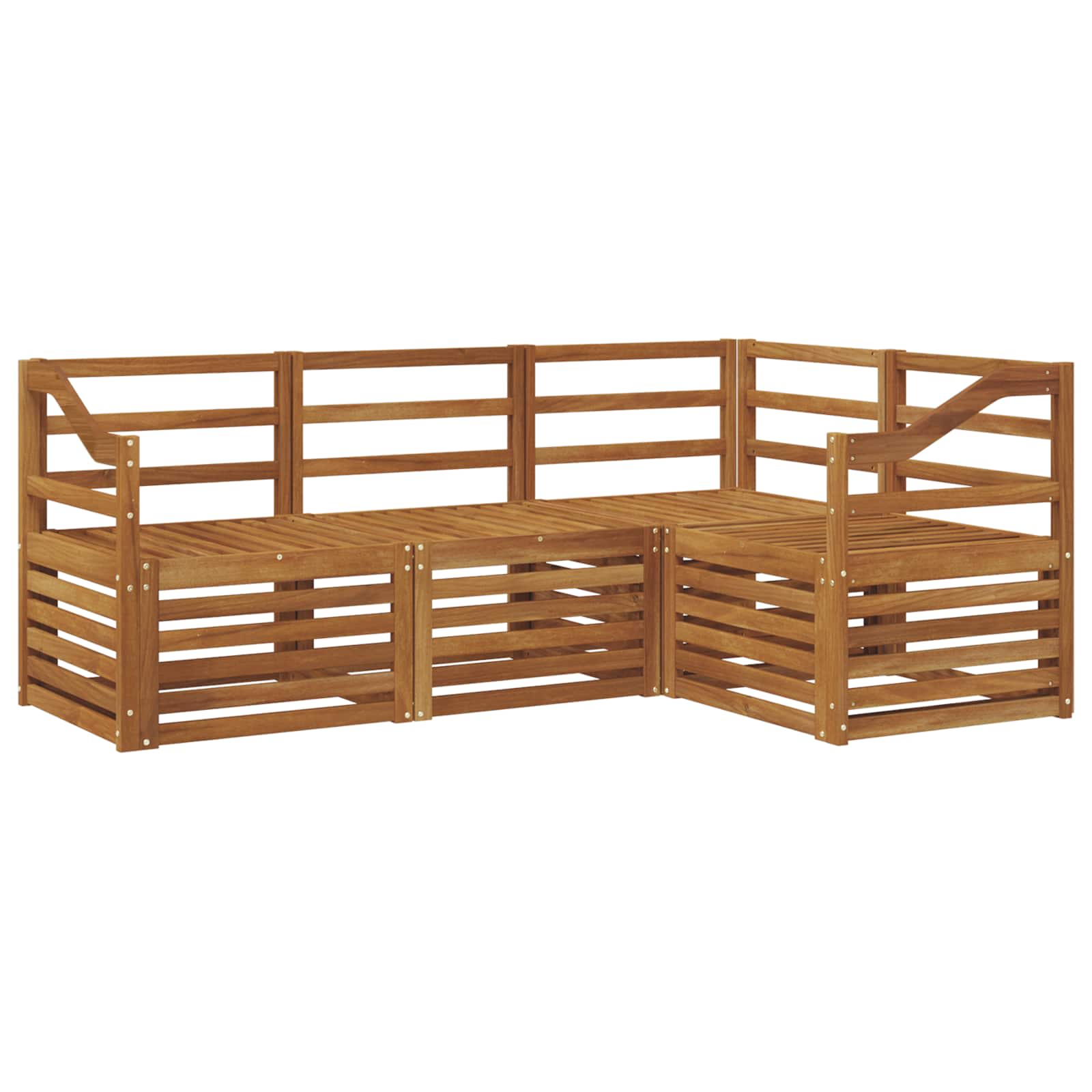 Set divani 4 pcs Naturale Legno di Acacia Massello | homemem39