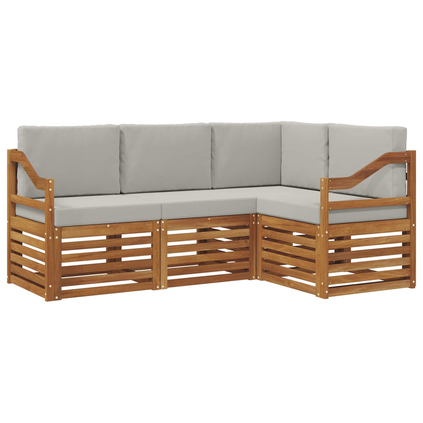 Set divani con cuscino 4 pcs Grigio Naturale e Chiaro