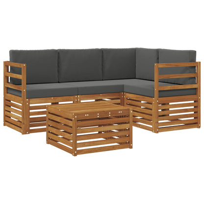 Set di divani da esterno con cuscino 5 pcs Naturale e Antracite | homemem39
