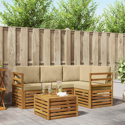 Set di divani da esterno con cuscino 5 pcs Naturale e Beige