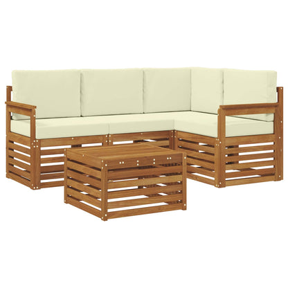 Set di divani da esterno con cuscino 5 pcs Naturale e Crema