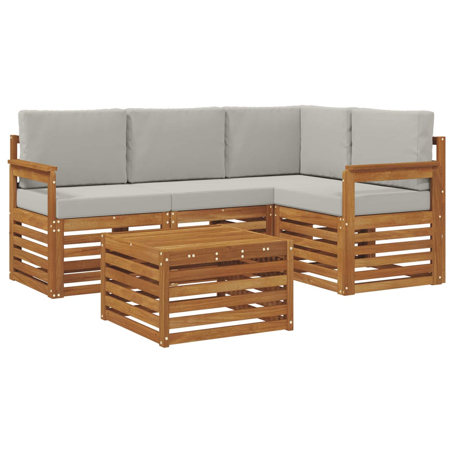Set di divani da esterno 5 pcs Grigio Naturale e Chiaro | homemem39