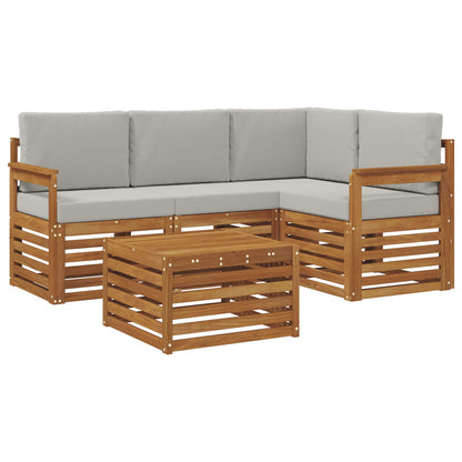 Set di divani da esterno 5 pcs Grigio Naturale e Chiaro | homemem39