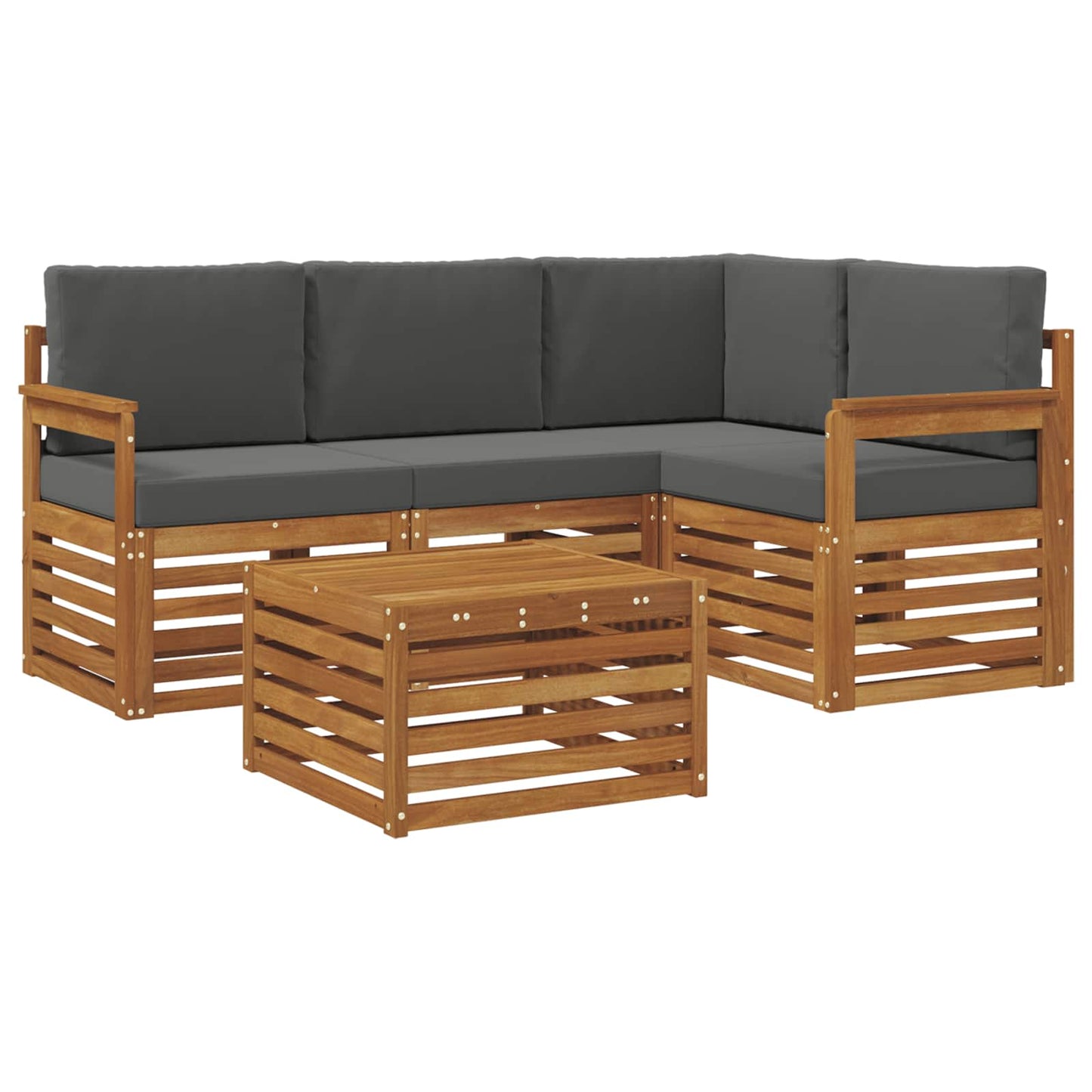 Set di divani da esterno con cuscino 5 pcs Naturale e Antracite | homemem39