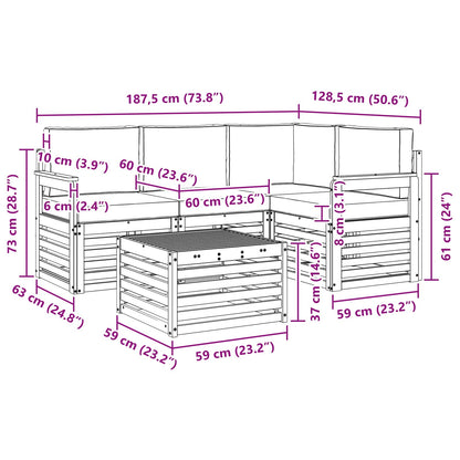 Set di divani da esterno con cuscino 5 pcs Naturale e Antracite | homemem39