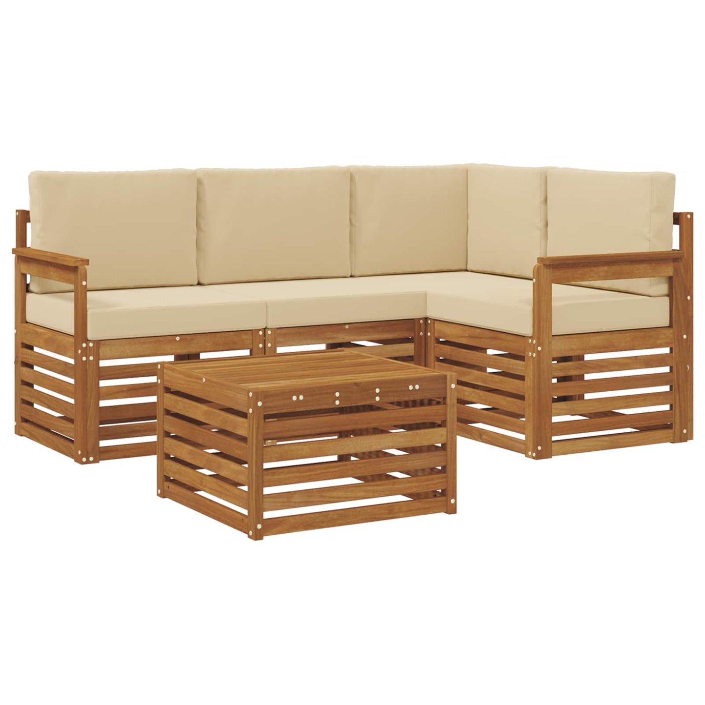Set di divani da esterno con cuscino 5 pcs Naturale e Beige