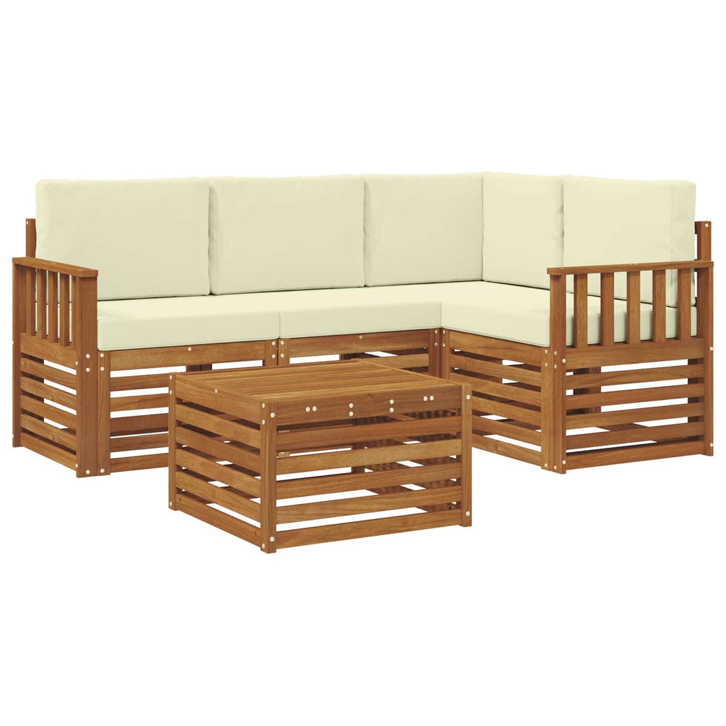 Set di divani da esterno con cuscino 5 pcs Naturale e Crema