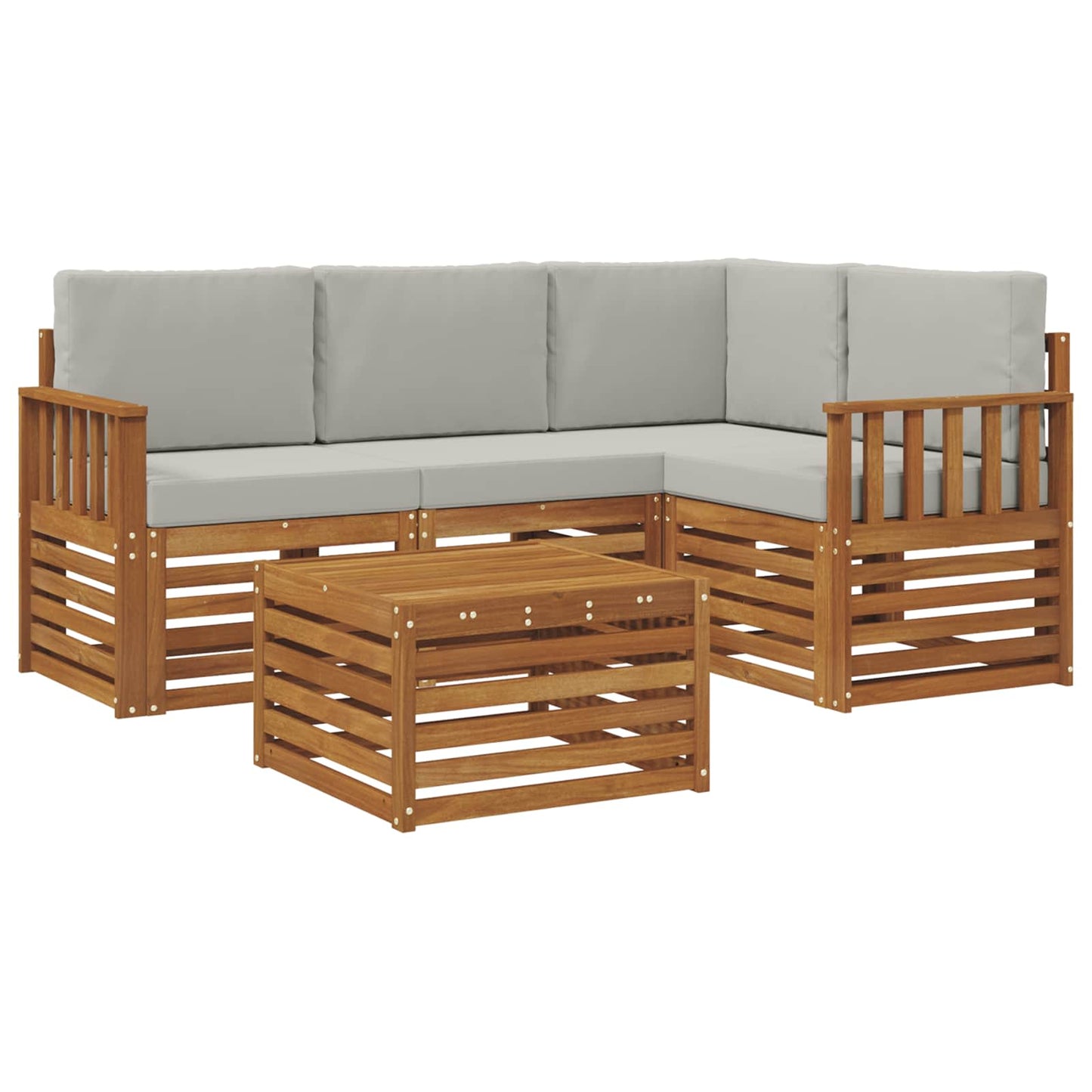 Set di divani da esterno 5 pcs Grigio Naturale e Chiaro