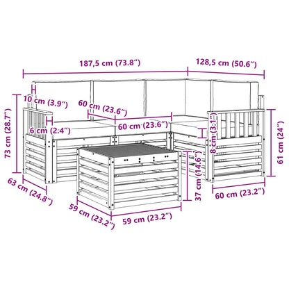 Set di divani da esterno con cuscino 5 pcs Naturale e Antracite