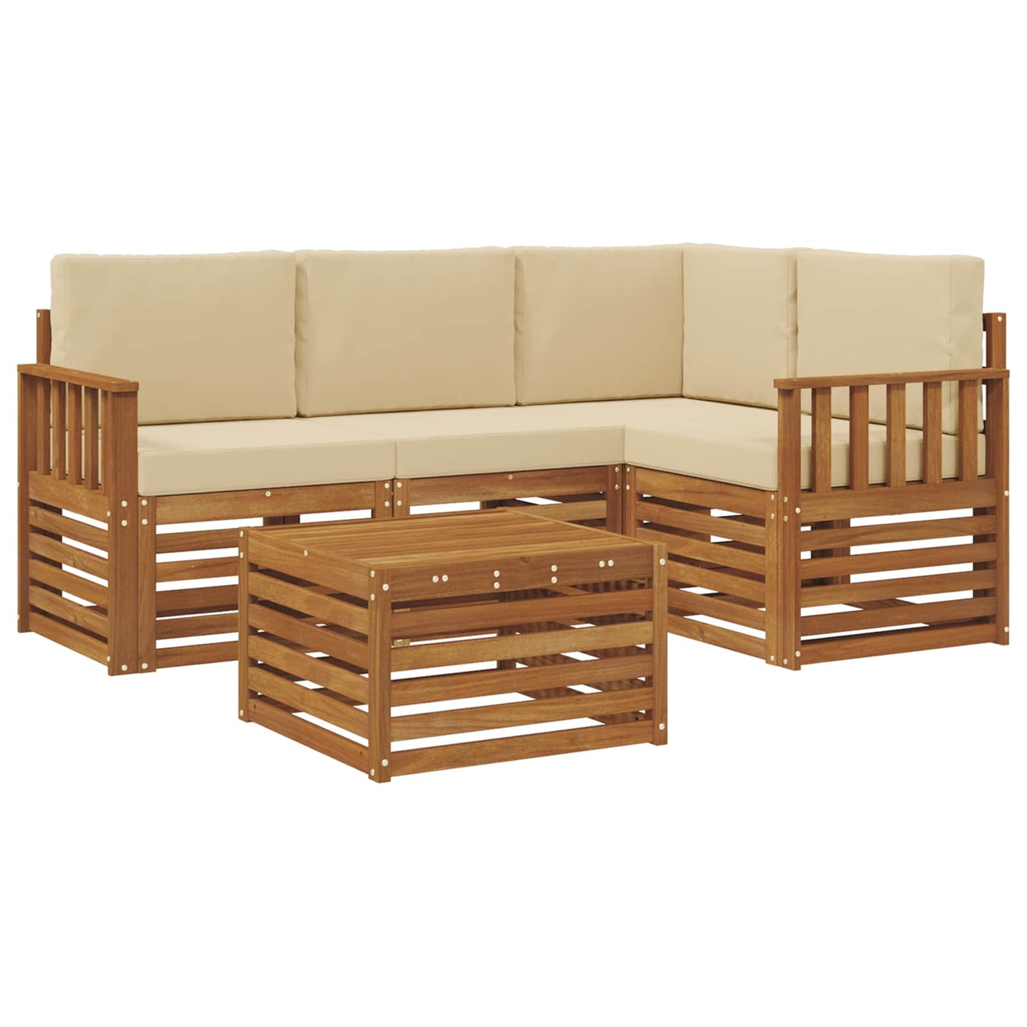 Set di divani da esterno con cuscino 5 pcs Naturale e Beige | homemem39