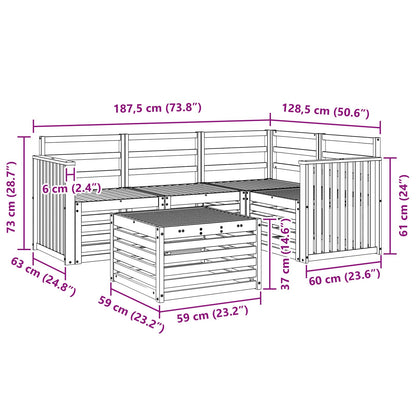 Set di divani da esterno 5 pz Naturale Poliestere