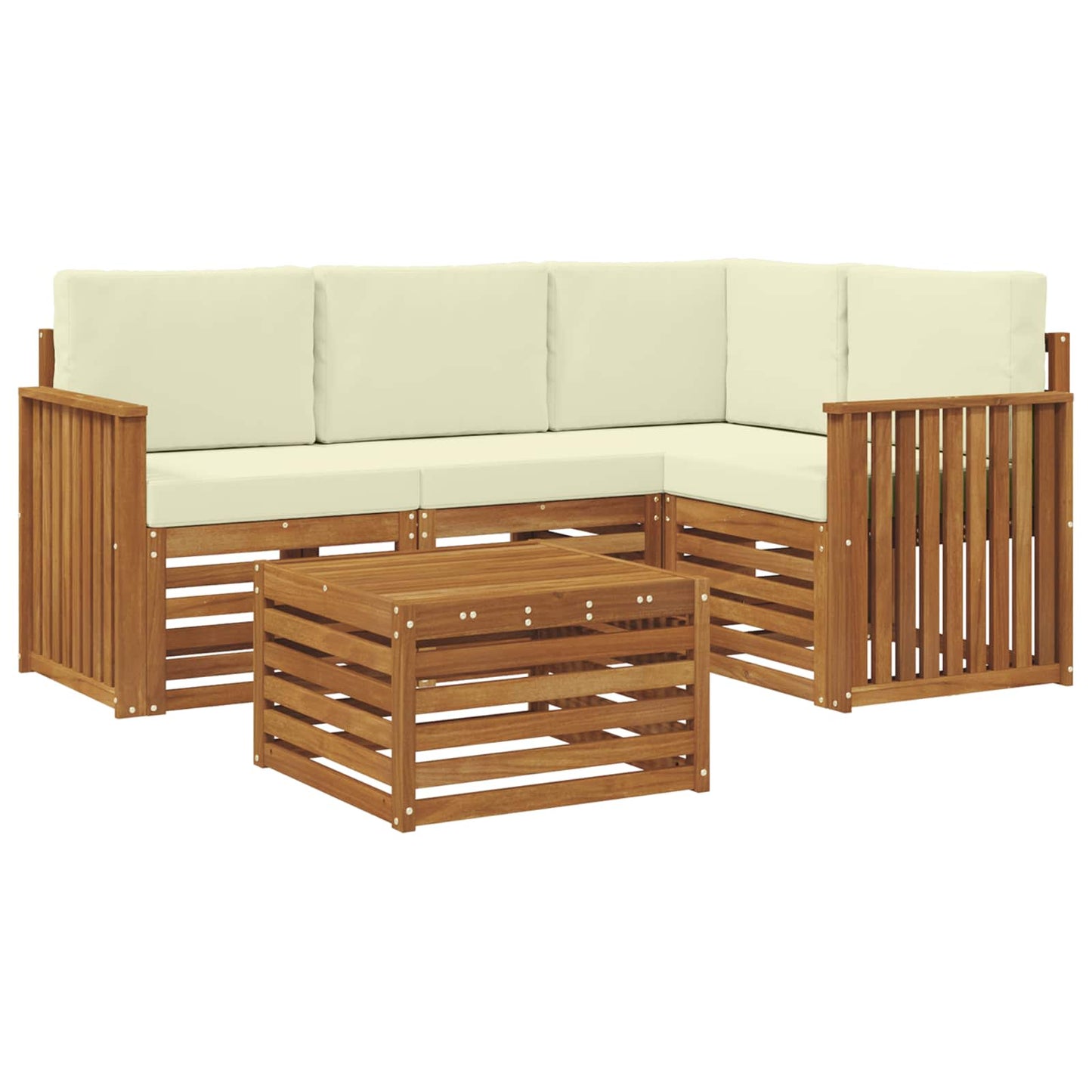 Set di divani da esterno con cuscino 5 pcs Naturale e Crema | homemem39