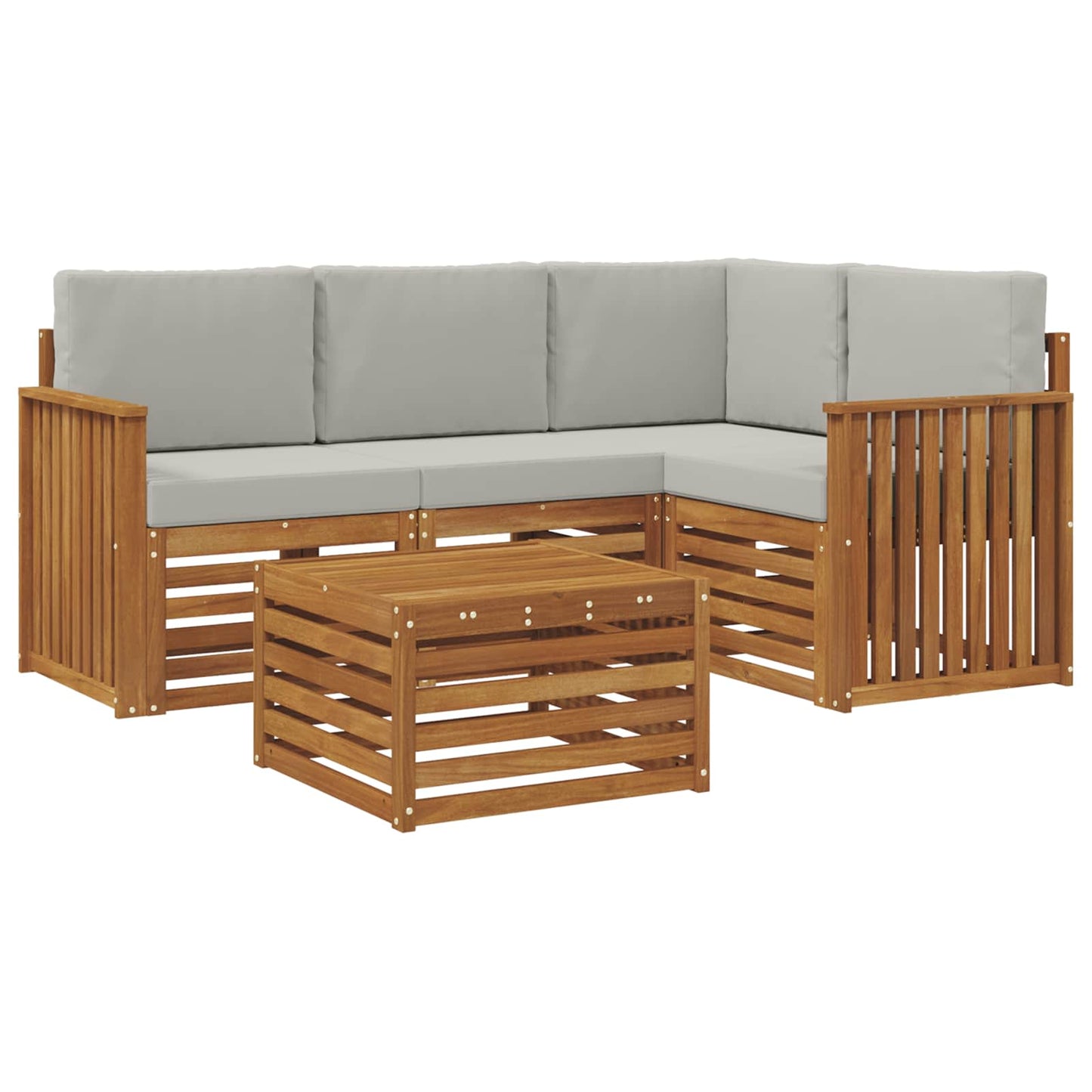 Set di divani da esterno 5 pcs Grigio Naturale e Chiaro