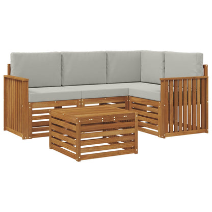 Set di divani da esterno 5 pcs Grigio Naturale e Chiaro