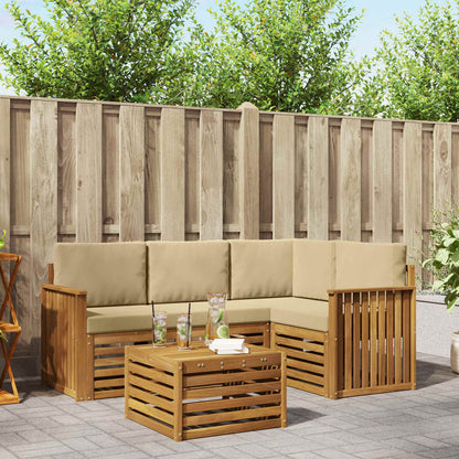 Set di divani da esterno con cuscino 5 pcs Naturale e Beige