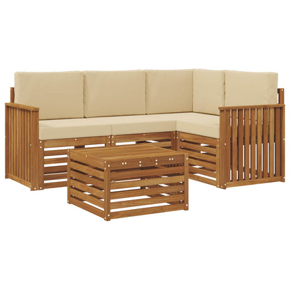 Set di divani da esterno con cuscino 5 pcs Naturale e Beige