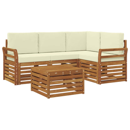 Set di divani da esterno con cuscino 5 pcs Naturale e Crema
