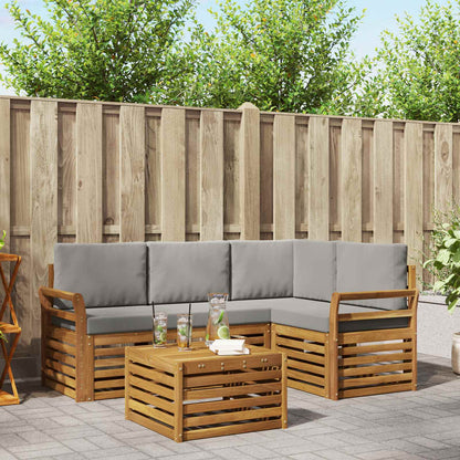 Set di divani da esterno 5 pcs Grigio Naturale e Chiaro