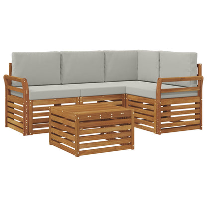 Set di divani da esterno 5 pcs Grigio Naturale e Chiaro
