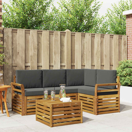 Set di divani da esterno con cuscino 5 pcs Naturale e Antracite