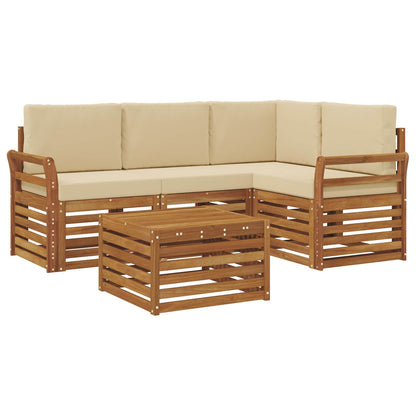 Set di divani da esterno con cuscino 5 pcs Naturale e Beige