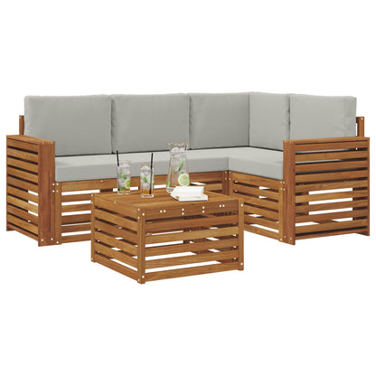 Set di divani da esterno 5 pcs Grigio Naturale e Chiaro