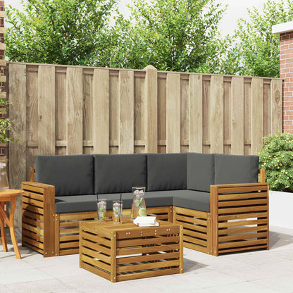 Set di divani da esterno con cuscino 5 pcs Naturale e Antracite