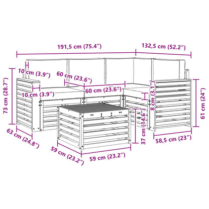 Set di divani da esterno con cuscino 5 pcs Naturale e Antracite