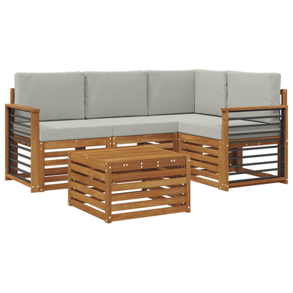 Set di divani da esterno 5 pcs Grigio Naturale e Chiaro | homemem39
