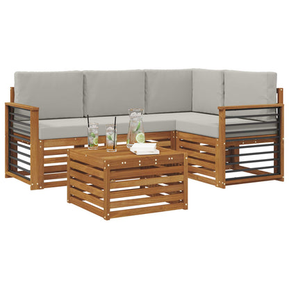 Set di divani da esterno 5 pcs Grigio Naturale e Chiaro | homemem39