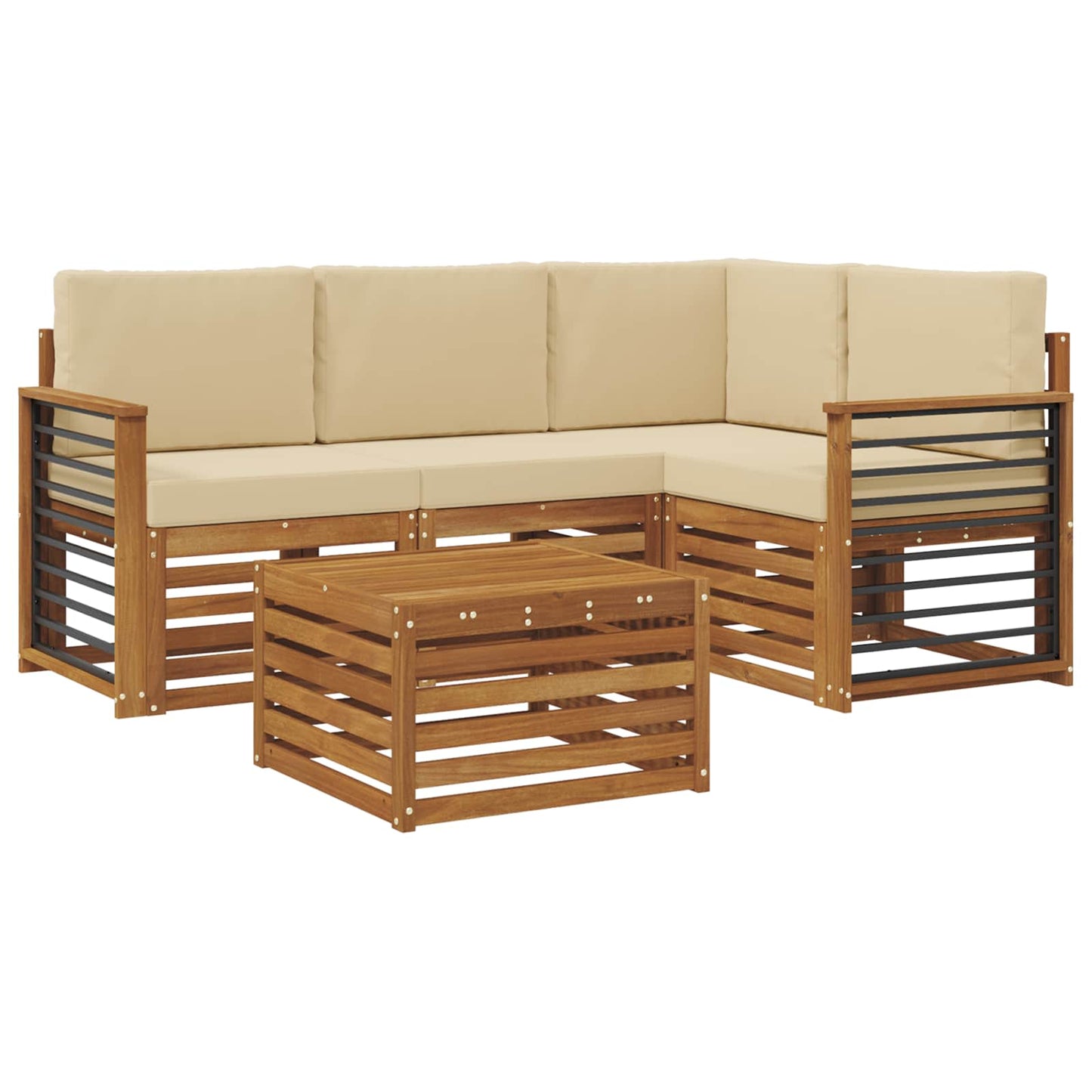 Set di divani da esterno con cuscino 5 pcs Naturale e Beige