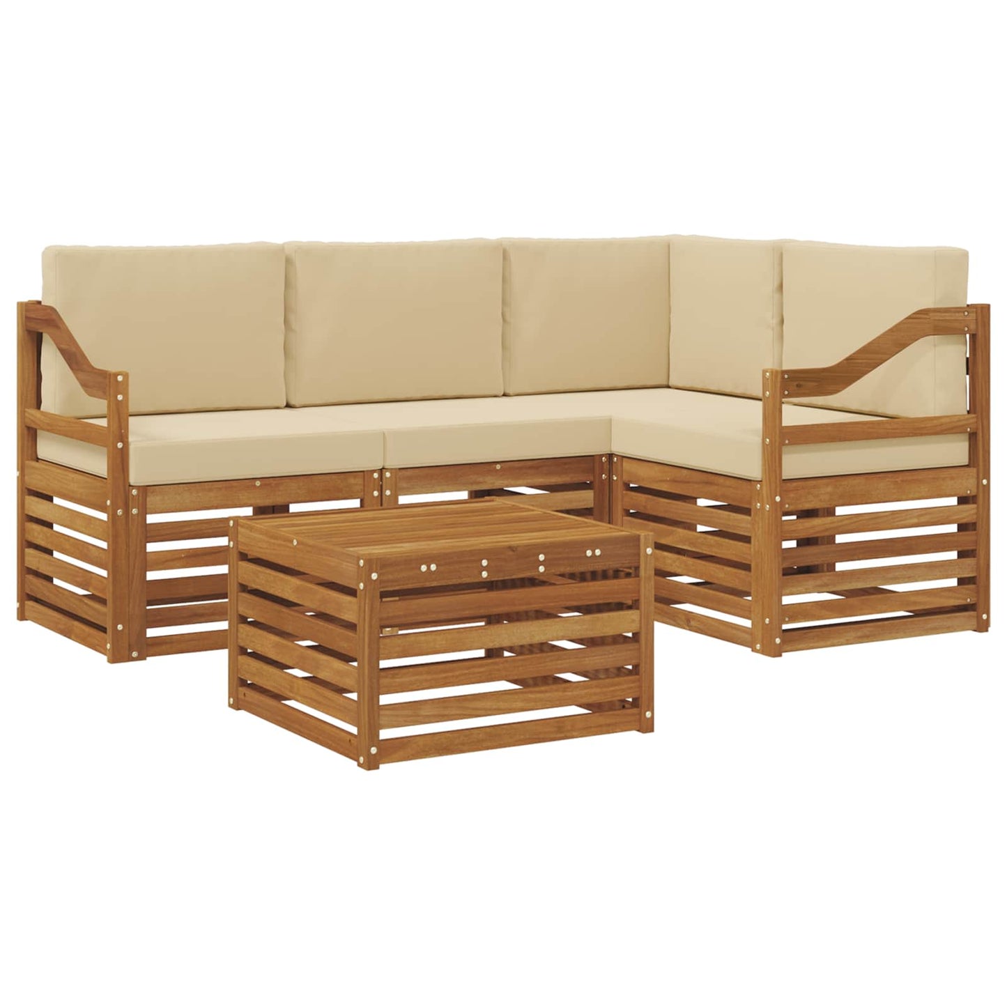 Set di divani da esterno con cuscino 5 pcs Naturale e Beige